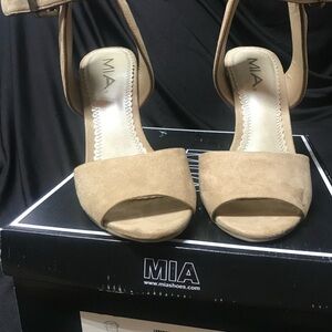 MIA Women's Tan Open-Toe Heels